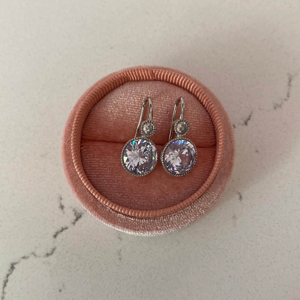 Fashion cz diamond hook earrings 925 silver plated